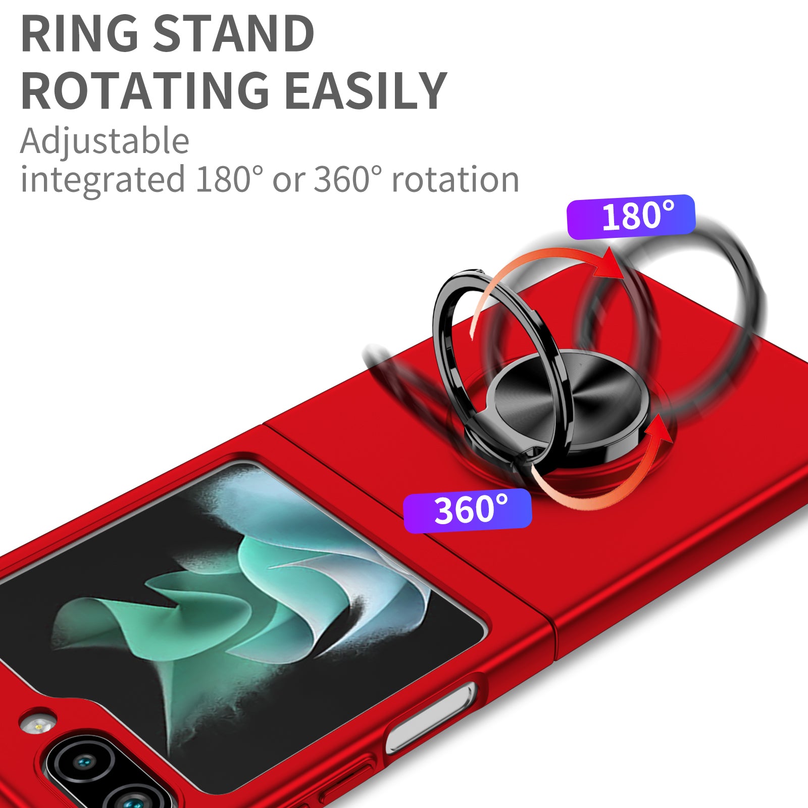 For Samsung Galaxy Z Flip5 5G Hard PC Phone Case Ring Kickstand Cover Support Magnetic Car Mount For Samsung Galaxy Z Flip5 5G Hard PC Phone Case Ring Kickstand Cover Support Magnetic Car Mount